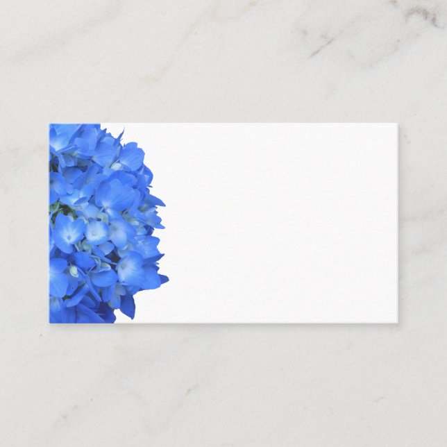 Tarjeta De Mesa Bright Blue Hydrangea Floral Blanc Place Cards (Anverso)