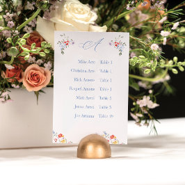 Tarjeta De Mesa Bright Floral Border Alphabetic Seating Charts    