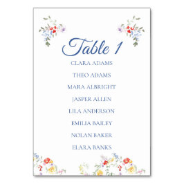 Tarjeta De Mesa Bright Floral Border Numeric Seating Charts