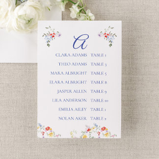 Tarjeta De Mesa Bright Floral Border Wedding Seating Charts    