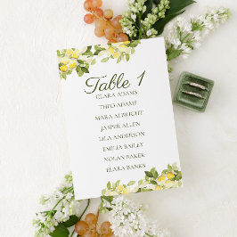 Tarjeta De Mesa Bright Lemon Fresh Wedding Seating Chart Card