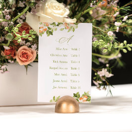 Tarjeta De Mesa Bright Orange Citrus Alphabetic Seating Chart