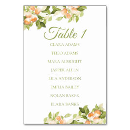 Tarjeta De Mesa Bright Orange Citrus Numeric Seating Chart