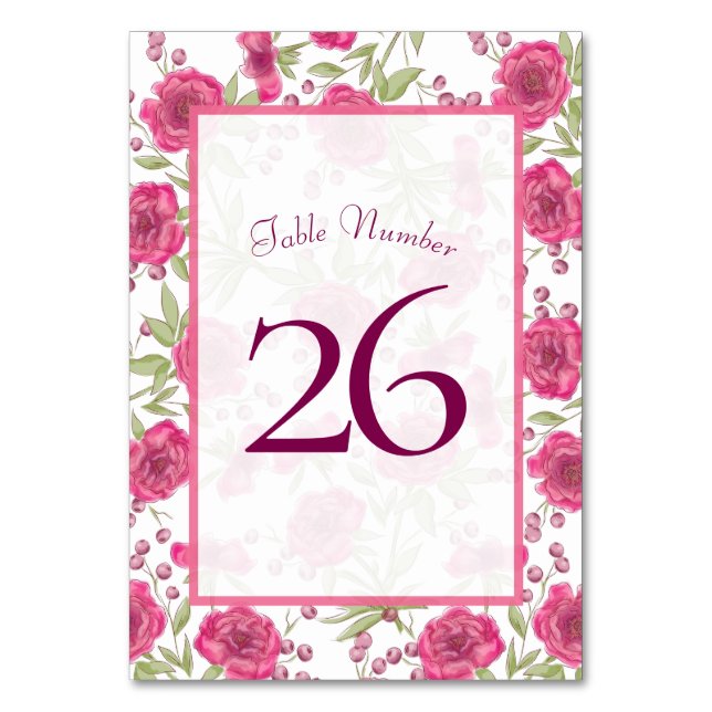 Tarjeta De Mesa Bright Pink Rose Wedding (Reverso)