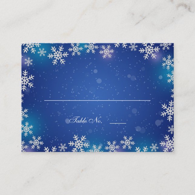 Tarjeta De Mesa Bright Snowflakes Blue Table Seplace Cards (Anverso)