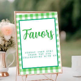 Tarjeta De Mesa Brillantes Vecinos Gingham Favors