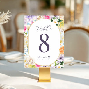 Tarjeta De Mesa Brillo Jardín Floral Chic Monograma Elegante Boda
