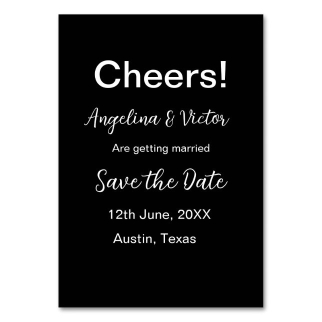 Tarjeta De Mesa Brindis guarda la fecha simple minimal moderno ele (Anverso)