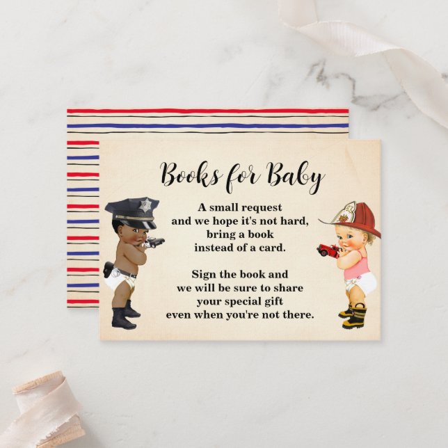 Tarjeta De Mesa Bring a Book Little Recruit Baby Shower Card (Anverso/Reverso In Situ)