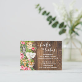 Tarjeta De Mesa Bring a Book Rustic Pink Safari Baby Shower Card