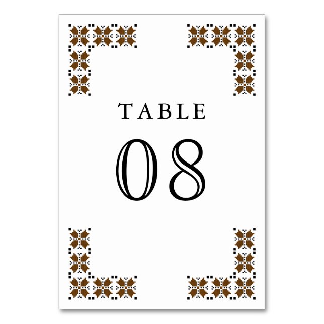 Tarjeta De Mesa Brown and Black Ukrainian Embroidery Wedding (Anverso)
