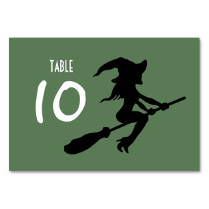 Tarjeta De Mesa Bruja en la escoba