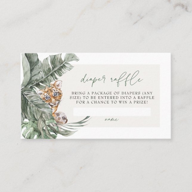 Tarjeta De Mesa BRYN Cute Jungle Safari Baby Shower Diaper Raffle (Anverso)