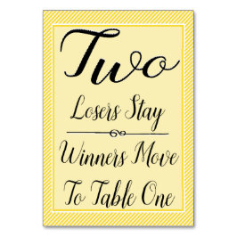 Tarjeta de mesa Bunco #2 - Banda amarilla elegante