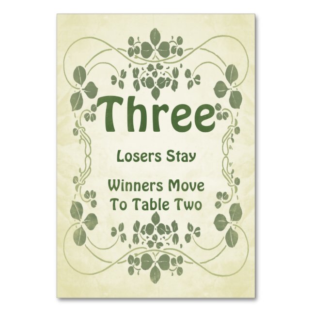 Tarjeta de mesa Bunco Art Nouveau #3 (Anverso)