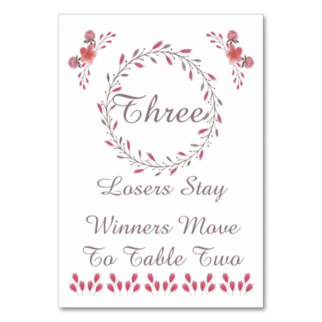 Tarjeta de mesa Bunco - Bonito Floral #3 (Anverso)