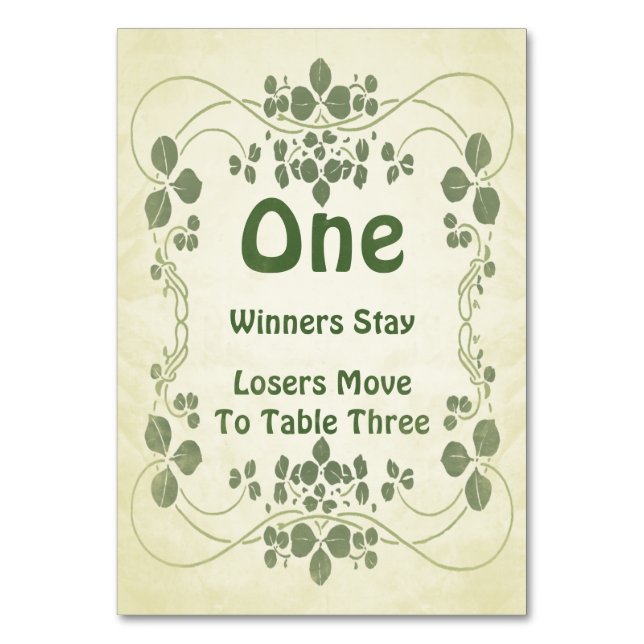 Tarjeta de mesa Bunco de estilo Art Nouveau #1 (Anverso)