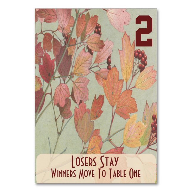 Tarjeta De Mesa Bunco de hojas y bayas #2 (Reverso)