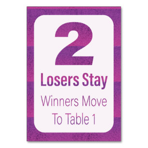 Tarjeta De Mesa Bunco Modern Purple Stripe Table Two
