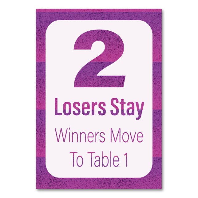 Tarjeta De Mesa Bunco Modern Purple Stripe Table Two (Reverso)