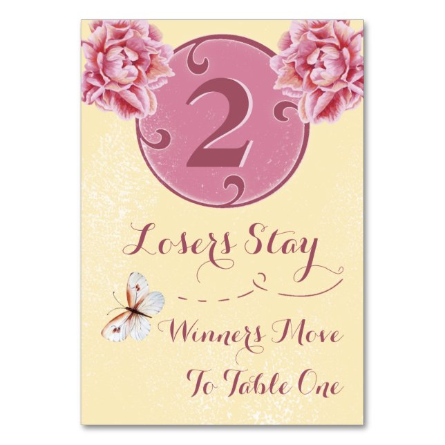 Tarjeta de mesa Bunco - Peony Rosa #2 (Anverso)