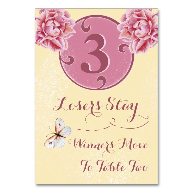 Tarjeta de mesa Bunco - Peony Rosa #3 (Reverso)