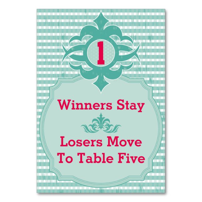 Tarjeta de mesa Bunco - Placa #1 (Anverso)