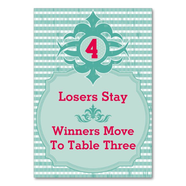 Tarjeta de mesa Bunco - Placa #4 (Anverso)