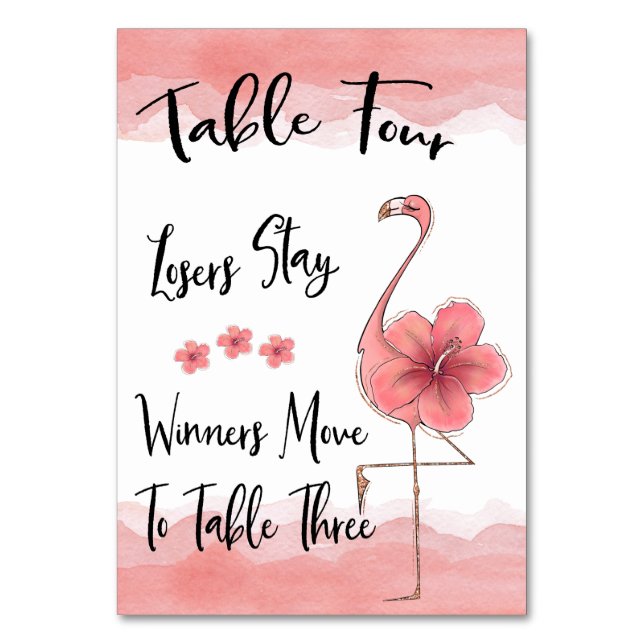 Tarjeta de mesa Bunco rosa Flamingo #4 (Anverso)