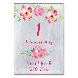 Tarjeta de mesa Bunco rosa floral #1