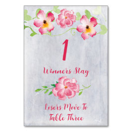 Tarjeta de mesa Bunco rosa floral #1