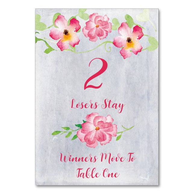 Tarjeta de mesa Bunco rosa floral #2 (Anverso)