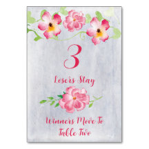 Tarjeta de mesa Bunco rosa floral #3