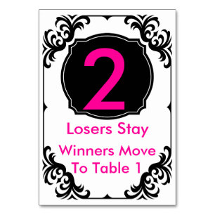 Tarjeta de mesa Bunco rosa y negra - #2