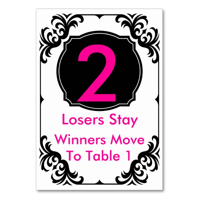 Tarjeta de mesa Bunco rosa y negra - #2 (Anverso)