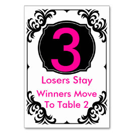 Tarjeta de mesa Bunco rosa y negra - #3