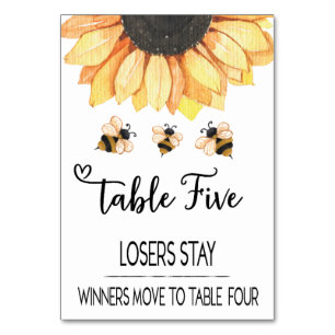 Tarjeta de mesa Bunco Sunflower Bee #5