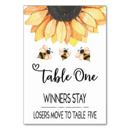 Tarjeta De Mesa Bunco Sunflower Bee Table Card 1 a 5