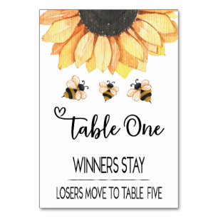 Tarjeta De Mesa Bunco Sunflower Bee Table Card 1 a 5