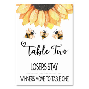 Tarjeta De Mesa Bunco Sunflower Bee Table Card #2