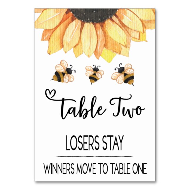 Tarjeta De Mesa Bunco Sunflower Bee Table Card #2 (Anverso)