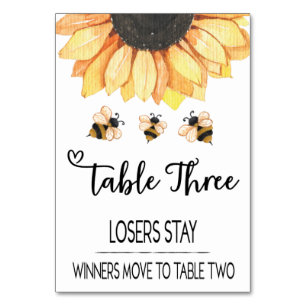 Tarjeta De Mesa Bunco Sunflower Bee Table Card #3