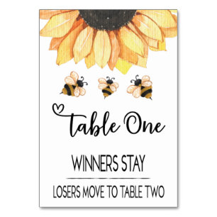 Tarjeta De Mesa Bunco Sunflower Bee Table Card One