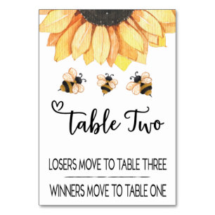 Tarjeta De Mesa Bunco Sunflower Bee Table Card Two