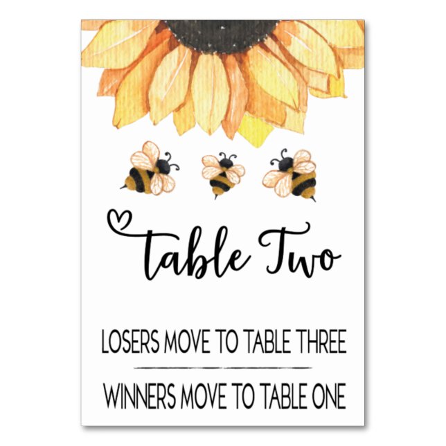 Tarjeta De Mesa Bunco Sunflower Bee Table Card Two (Anverso)