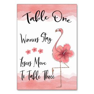 Tarjeta De Mesa Bunco Table Card #1 Flamingo Rosa