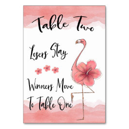 Tarjeta De Mesa Bunco Table Card #2 Flamingo Pink