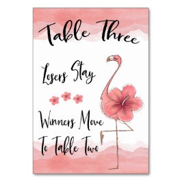 Tarjeta De Mesa Bunco Table Card #3 Flamingo Pink