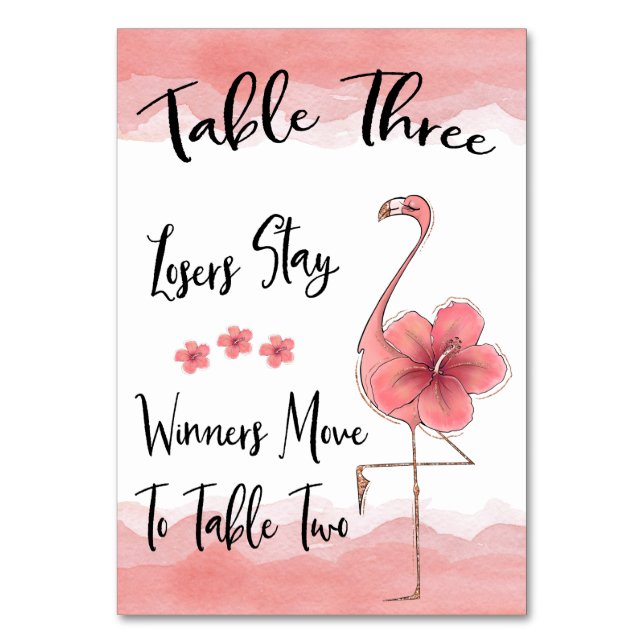 Tarjeta De Mesa Bunco Table Card #3 Flamingo Pink (Anverso)