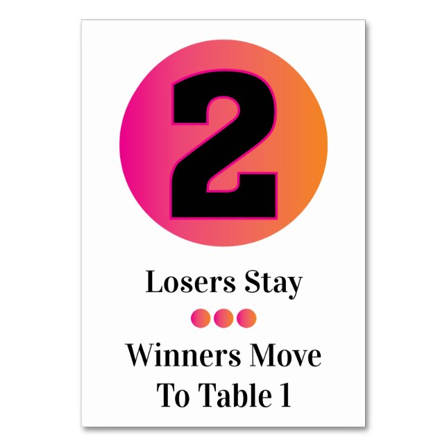 Tarjeta De Mesa Bunco Table Cards Set - Circle 2 (Anverso)